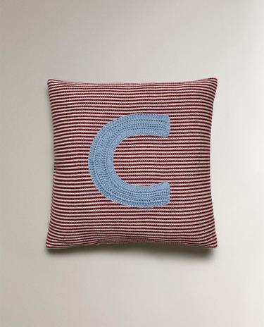 KIDS' EMBROIDERED LETTER C CUSHION