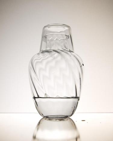 ENSEMBLE BOUTEILLE ET VERRE RAYURES (LOT DE 2)