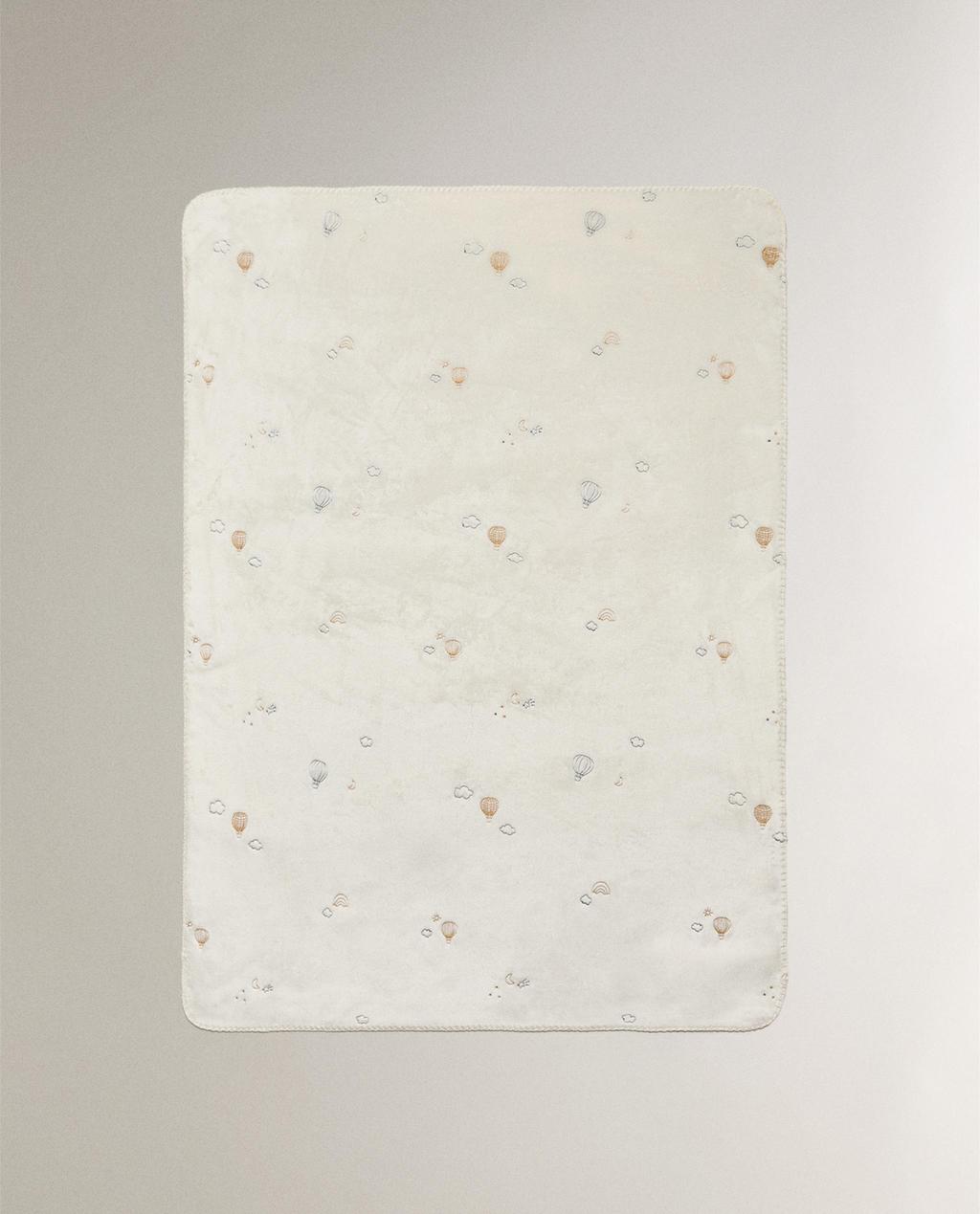 EMBROIDERED BALLOON BABY FLEECE BLANKET EMBROIDERED BALLOON BABY FLEECE BLANKET