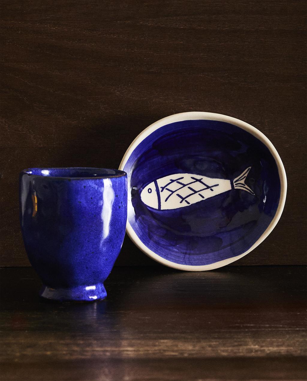 BLUE CERAMIC BATHROOM SET