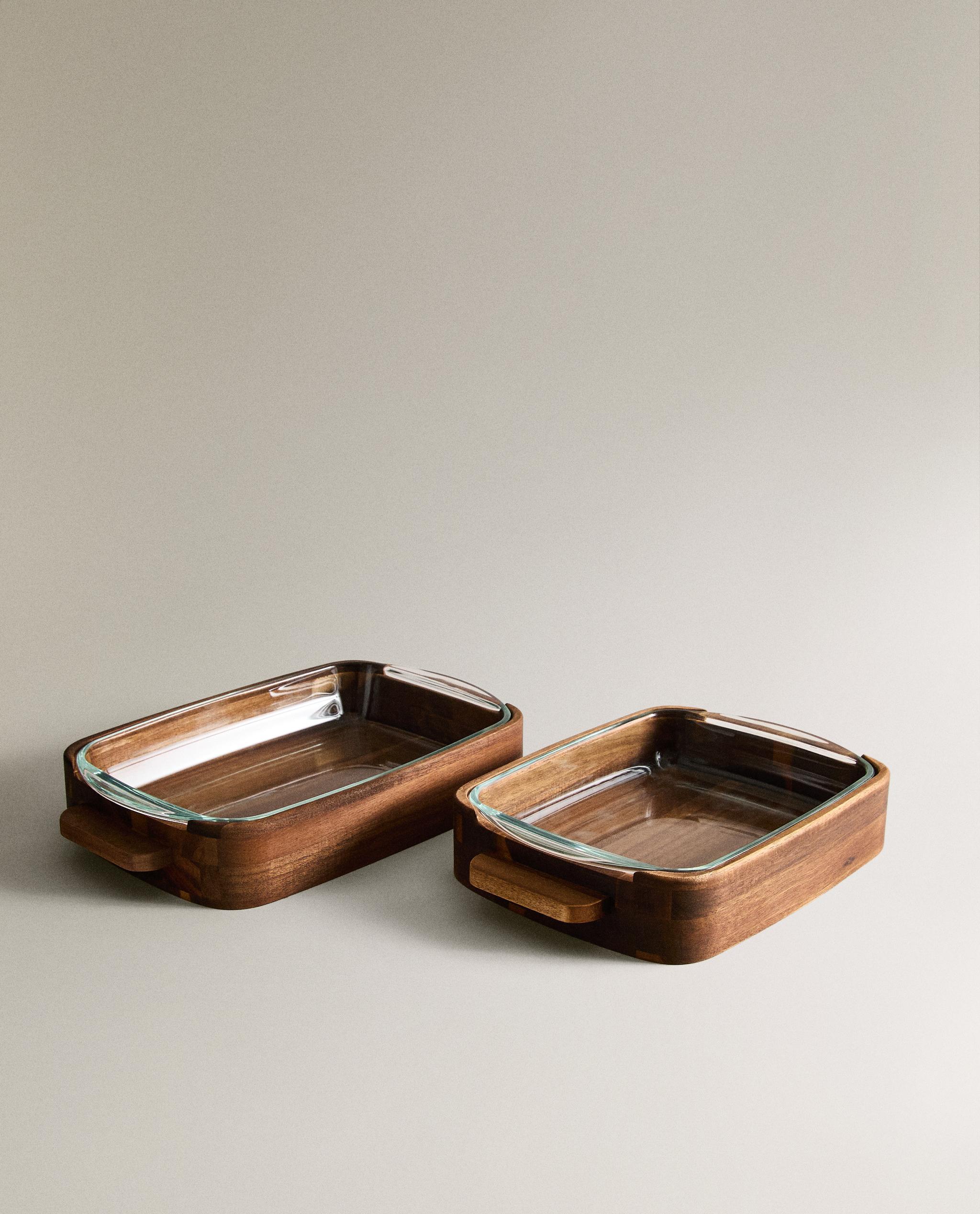BOROSILICATE GLASS AND WOOD OVEN SERVING DISH product thumbnail 3