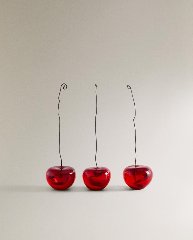 DECORATIVE GLASS CHERRIES (PACK OF 3)