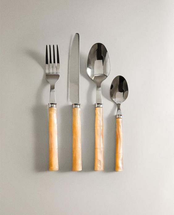 طقم 4 قطع أدوات تناول الطعام من الخيزران