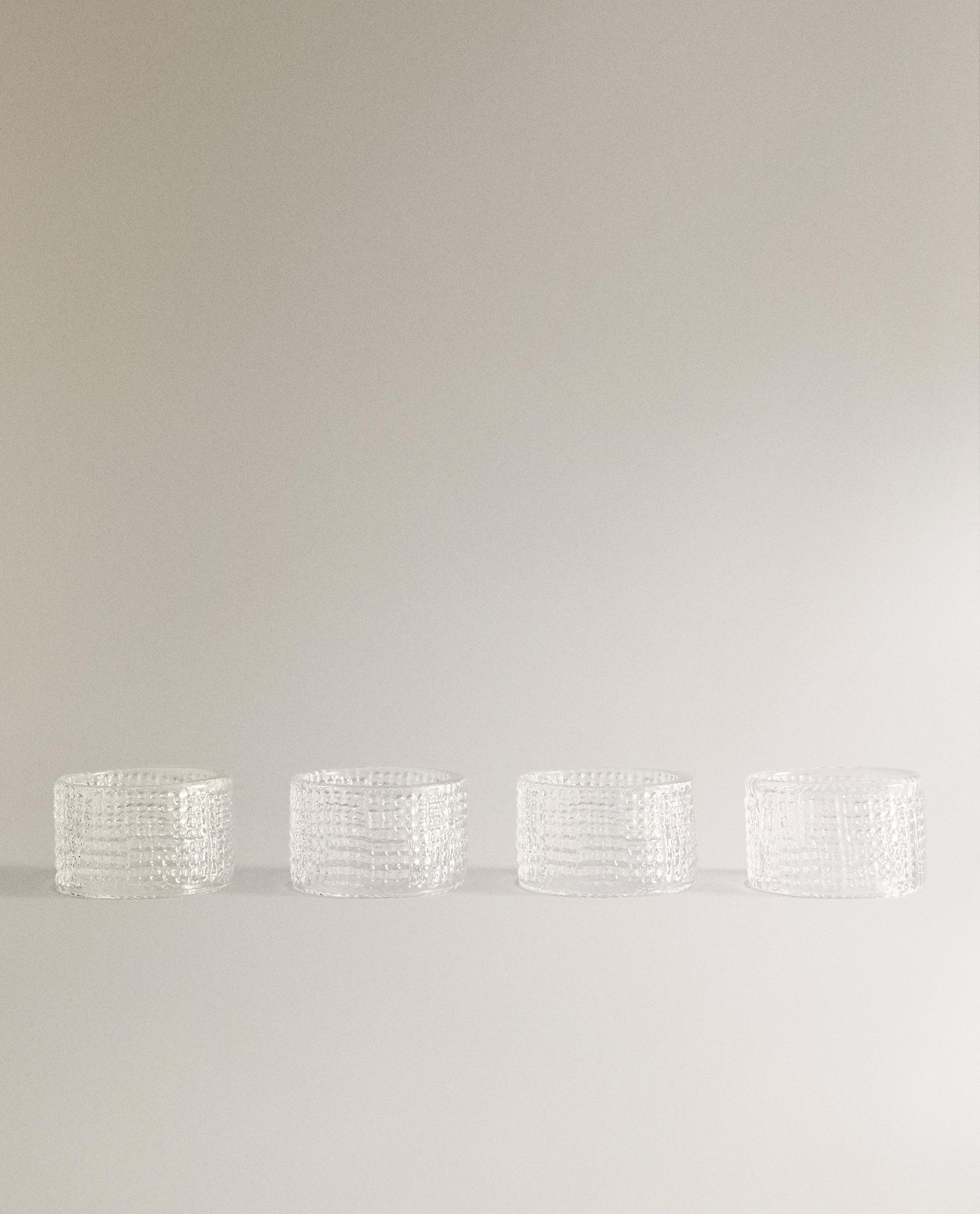 RAISED DESIGN GLASS NAPKIN HOLDERS (SET OF 4)