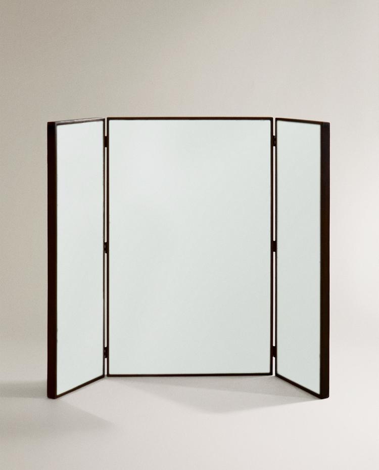 TRIPTIC WOODEN MIRROR