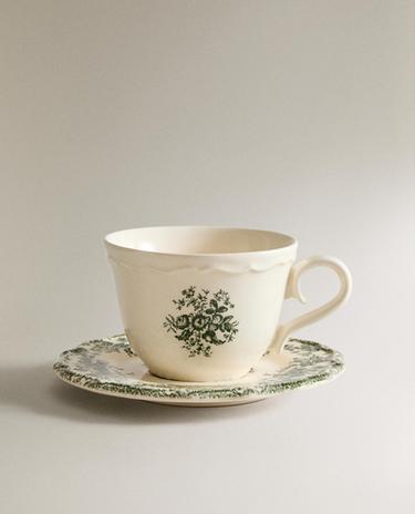 FLORAL TEACUP AND SAUCER