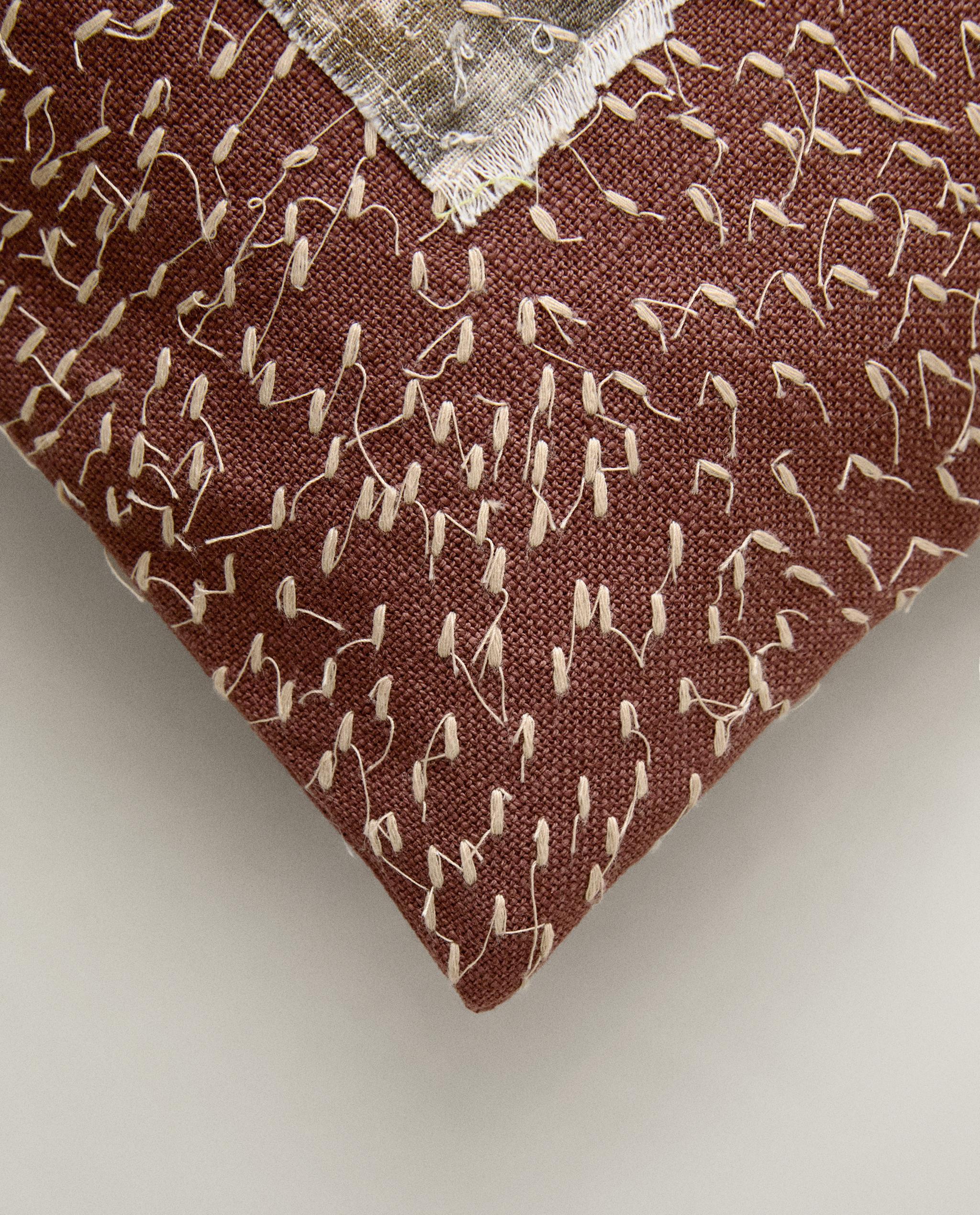 CUSHION COVER WITH APPLIQUÉ AND STITCHING product thumbnail 6