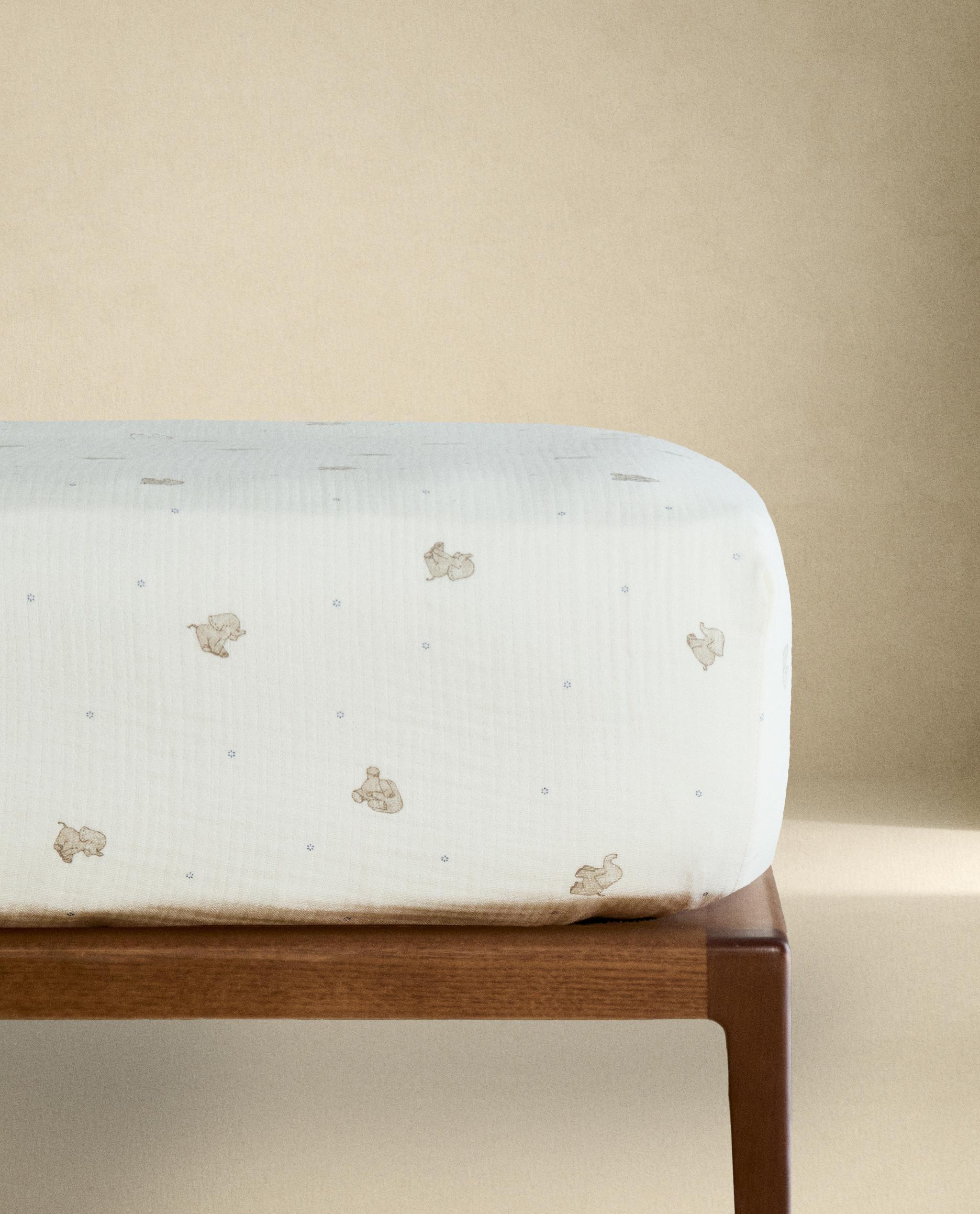 ZARA HOME コットンジャージ ボックスシーツ　3色セット ベビー用 ガーゼ ゾウ ボックスシーツ | Zara Home 日本/Japan
