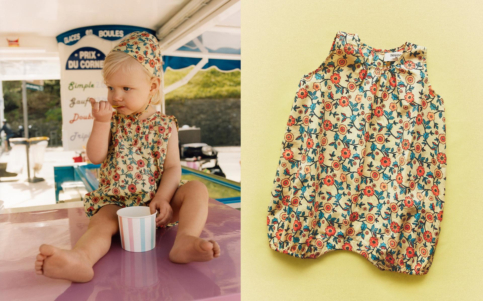FLORAL BABY BONNET AND ROMPER