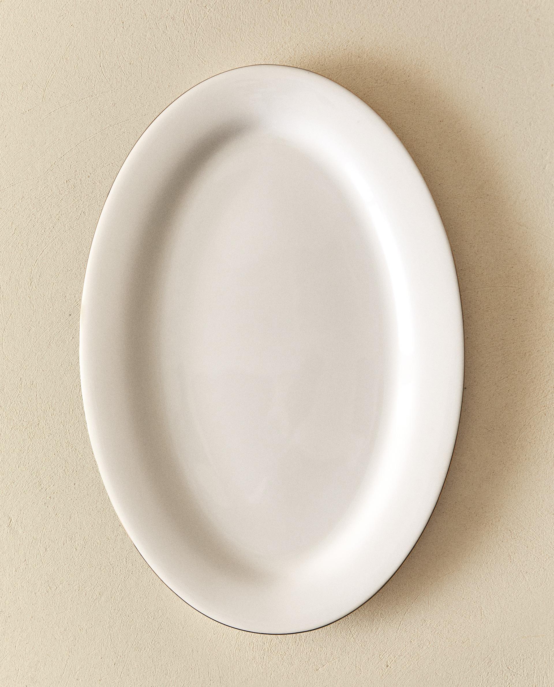 FUENTE OVAL LETICIA BONE CHINA FILO ORO