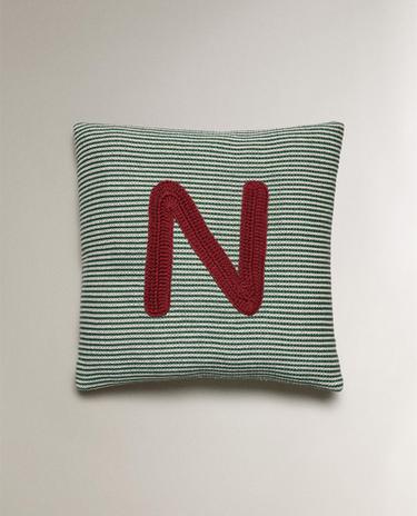KIDS' EMBROIDERED LETTER N CUSHION
