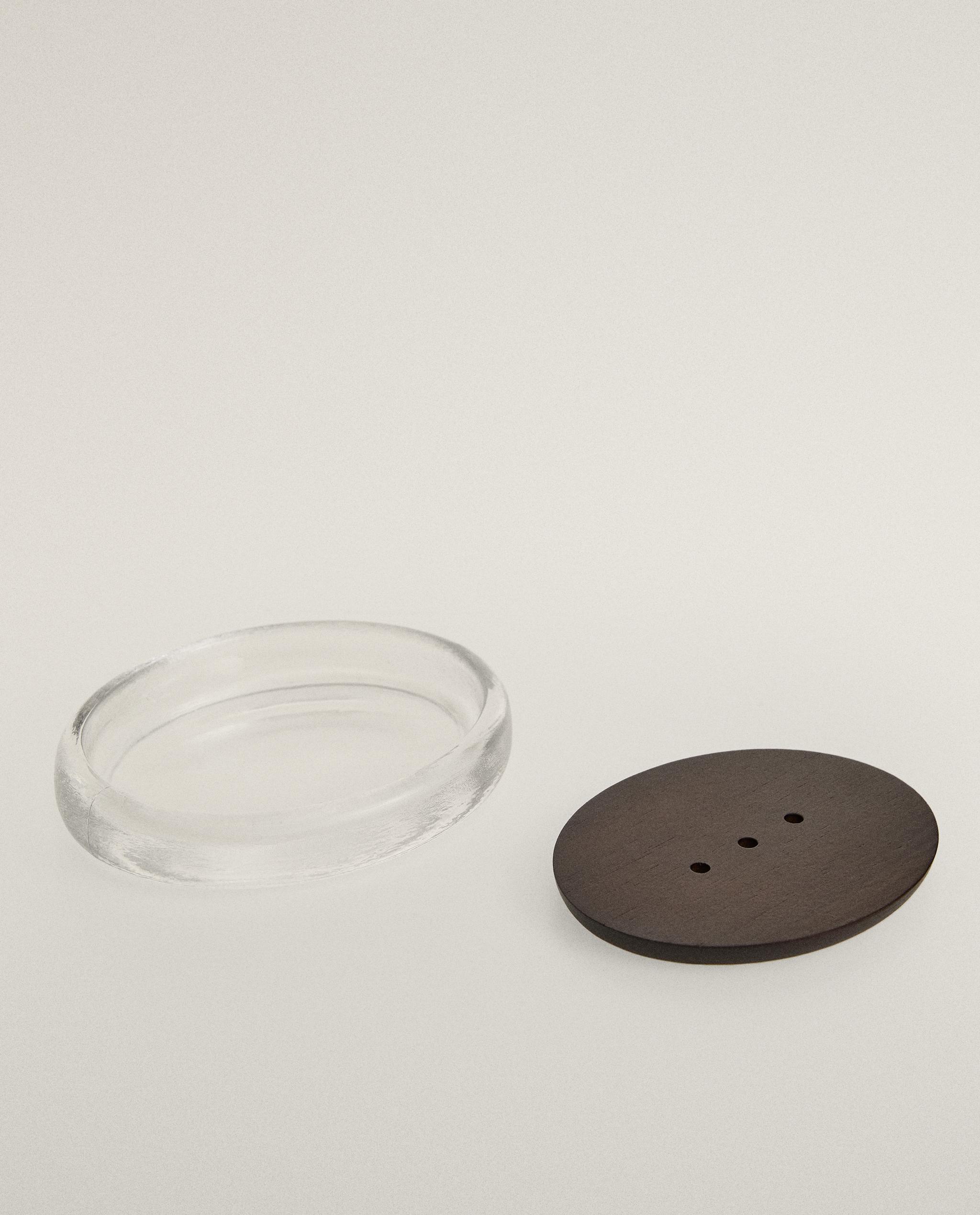 ACACIA WOOD AND GLASS SOAP DISH product thumbnail 2