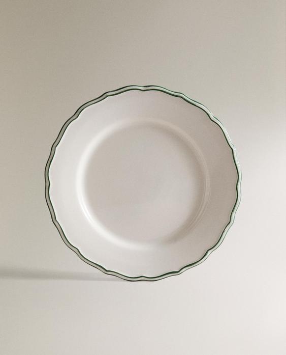 ASSIETTE PLATE FAÏENCE BORD CONTRASTÉ