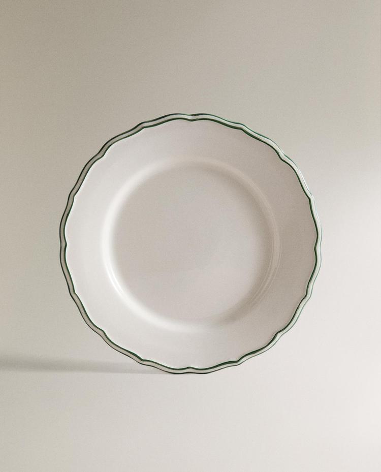 EARTHENWARE DINNER PLATE WITH CONTRAST EDGE