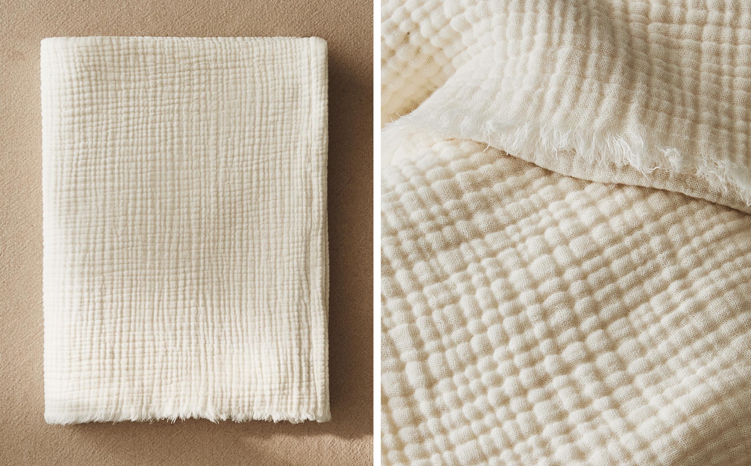 ザラホーム　ボアブランケット　ベージュ リビングルームにぴったりな薄手の掛布 | Zara Home 日本/Japan