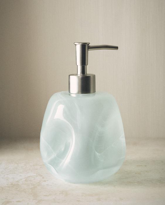 DISTRIBUTEUR DE SAVON EN VERRE VERT DÉGRADÉ DISTRIBUTEUR DE SAVON EN VERRE VERT DÉGRADÉ