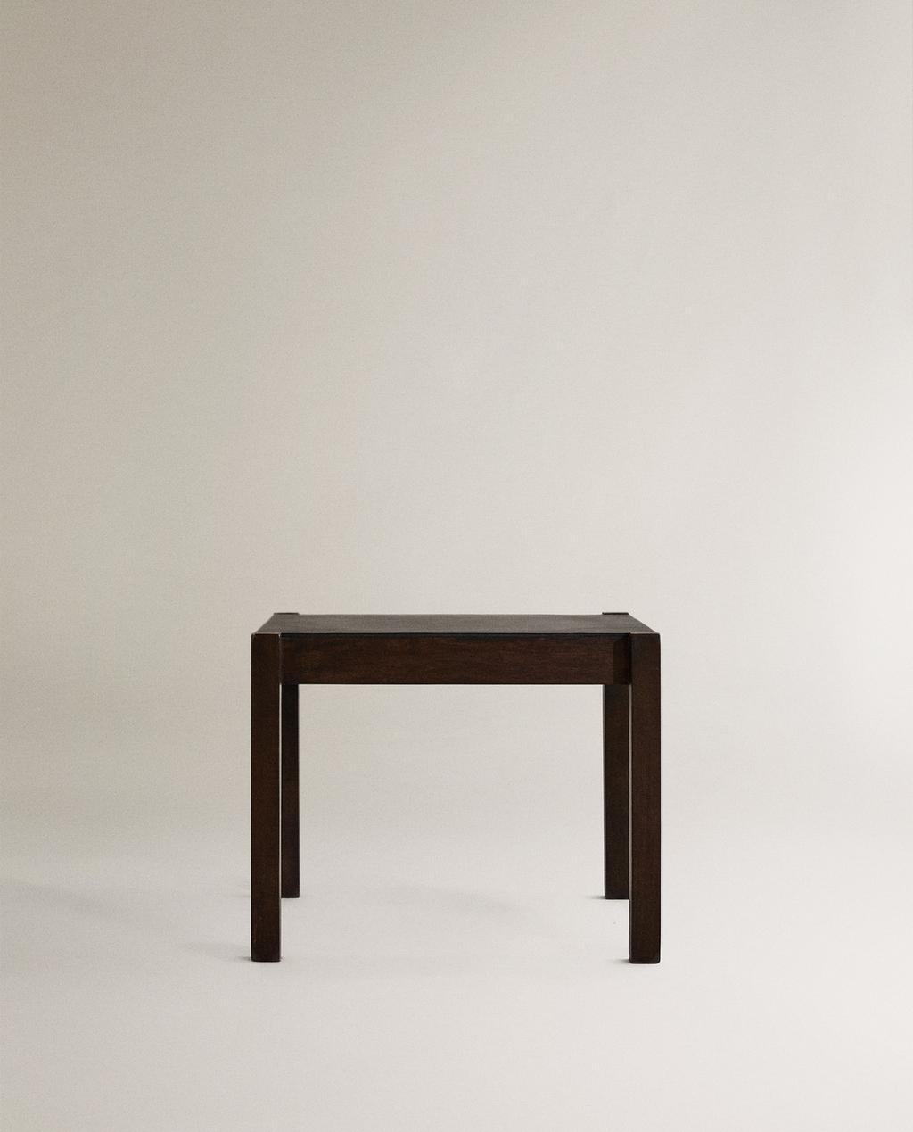 SMALL WOODEN LEATHER TABLE