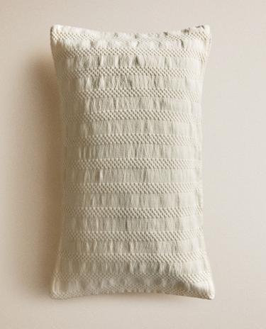 KIDS' STRIPED TEXTURED CUSHION COVER