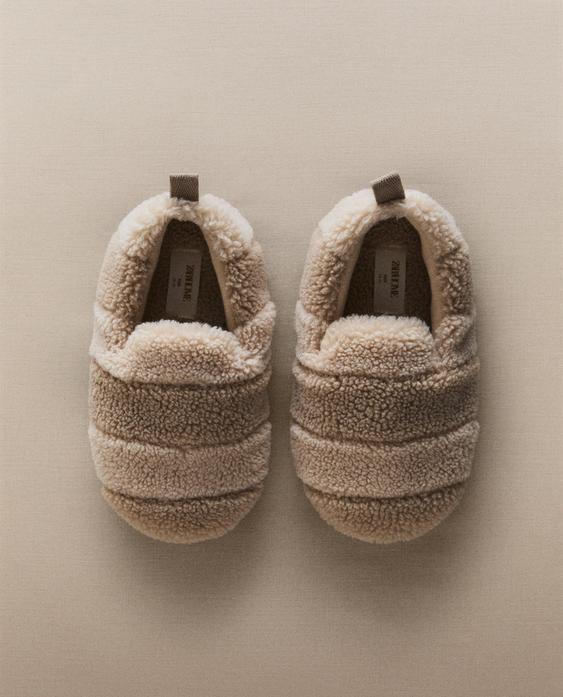 KIDS' FAUX SHEARLING SLIPPERS