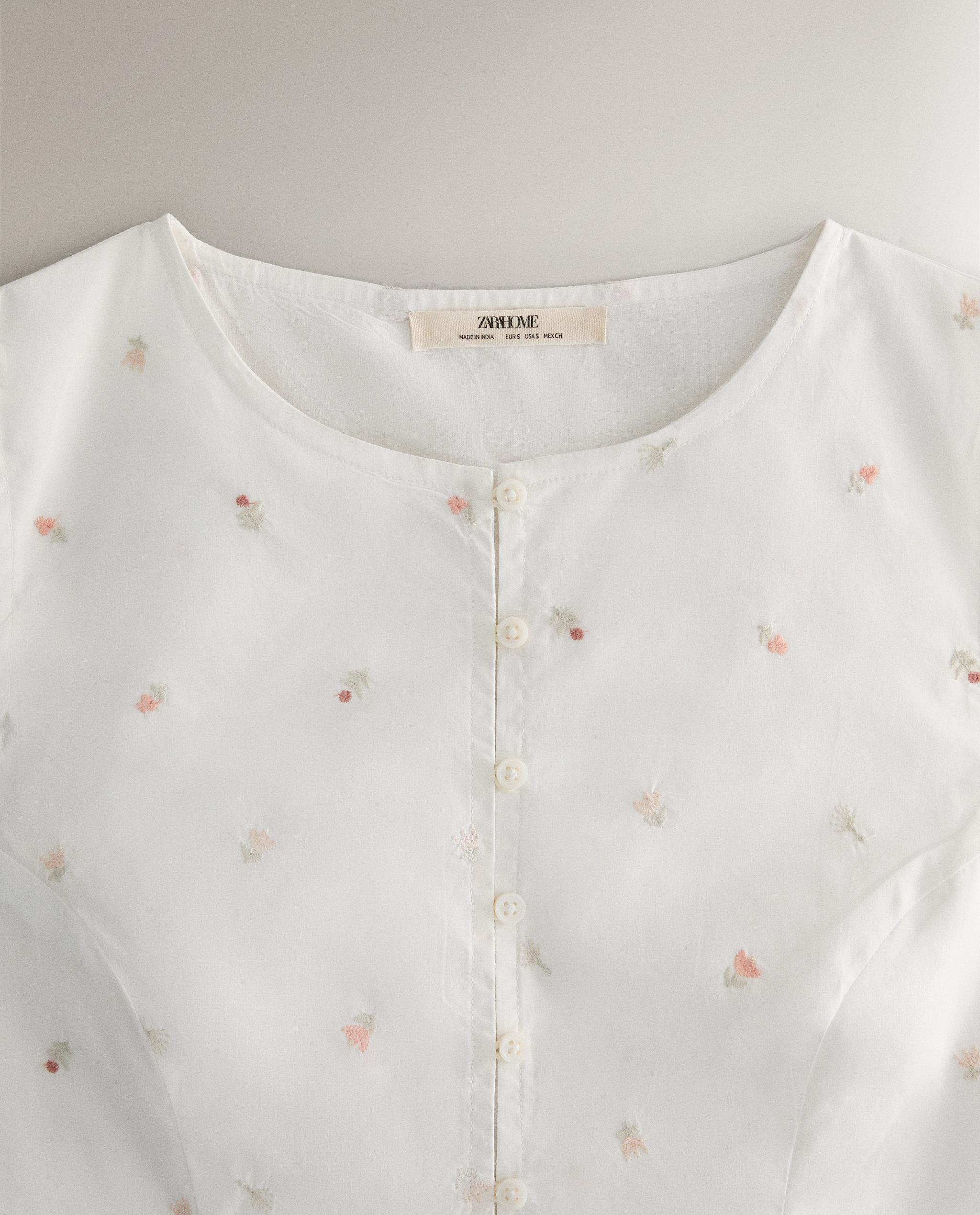 EMBROIDERED COTTON TOP WITH LILIES | Zara Home United States