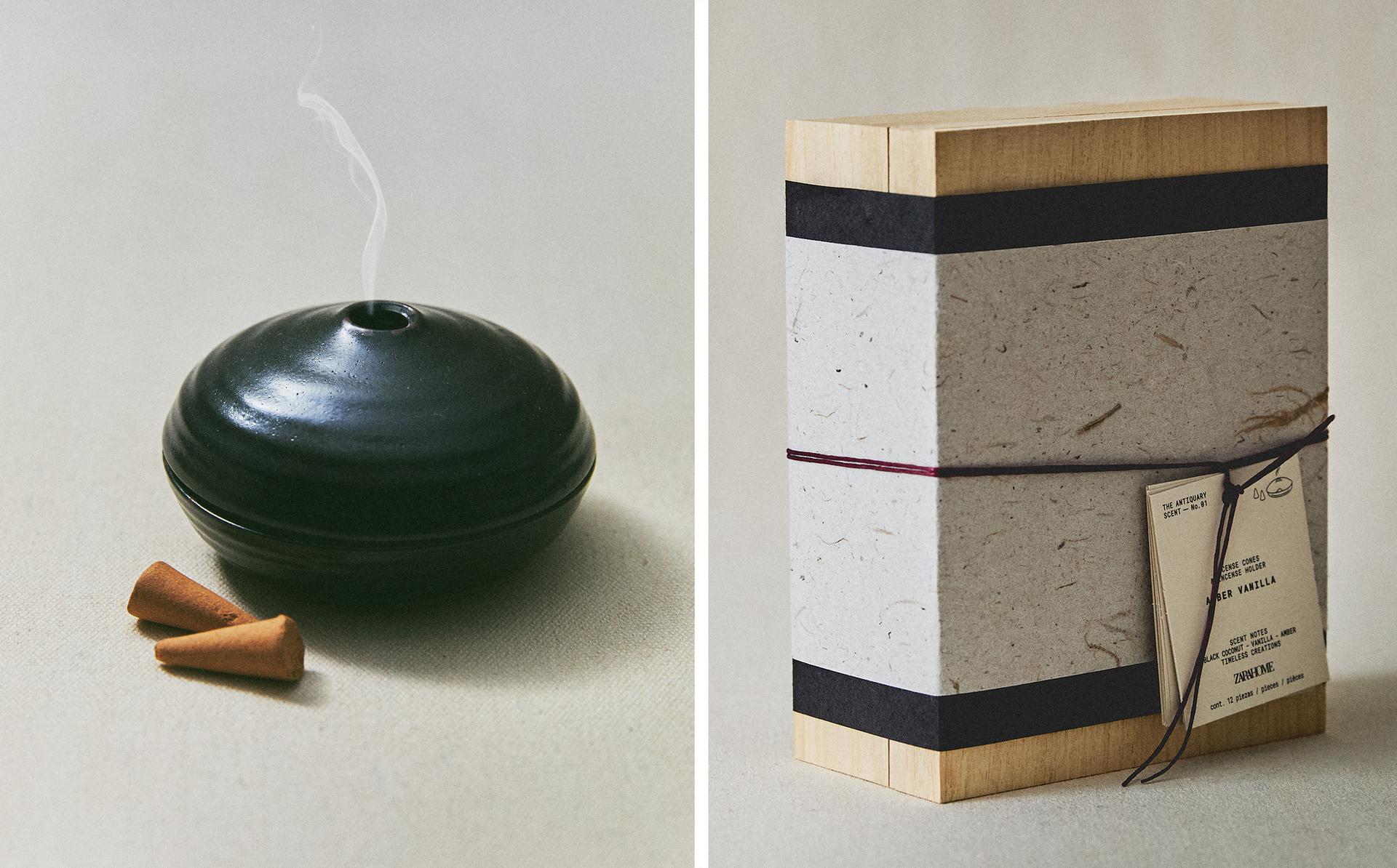 AMBER VANILLA INCENSE CONES AND PLATE PACK (PACK OF 10)