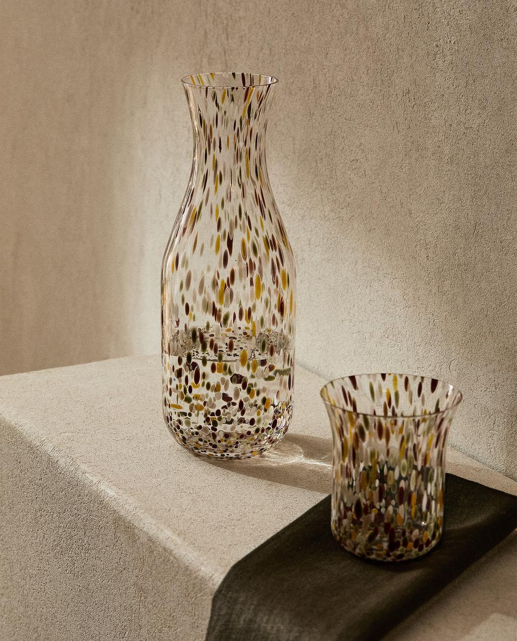 SPECKLED BLOWN GLASSWARE SET