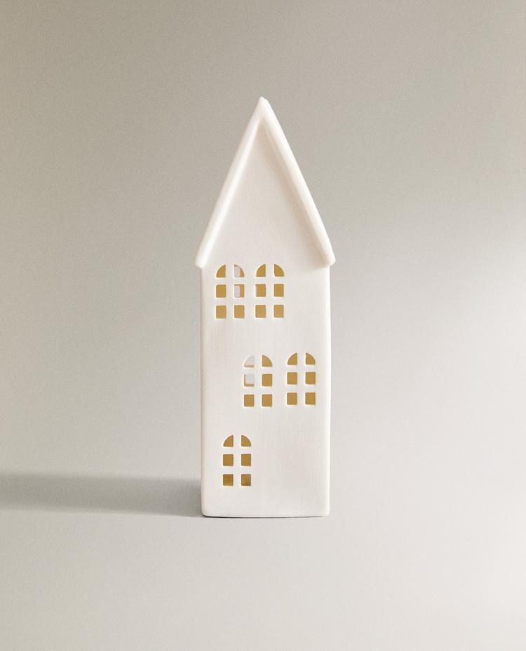 STONEWARE LIGHT-UP HOUSE CHRISTMAS DECORATION