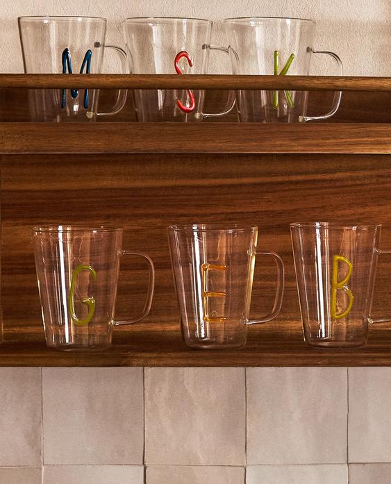 TASSES BOROSILICATE LETTRE INITIALE