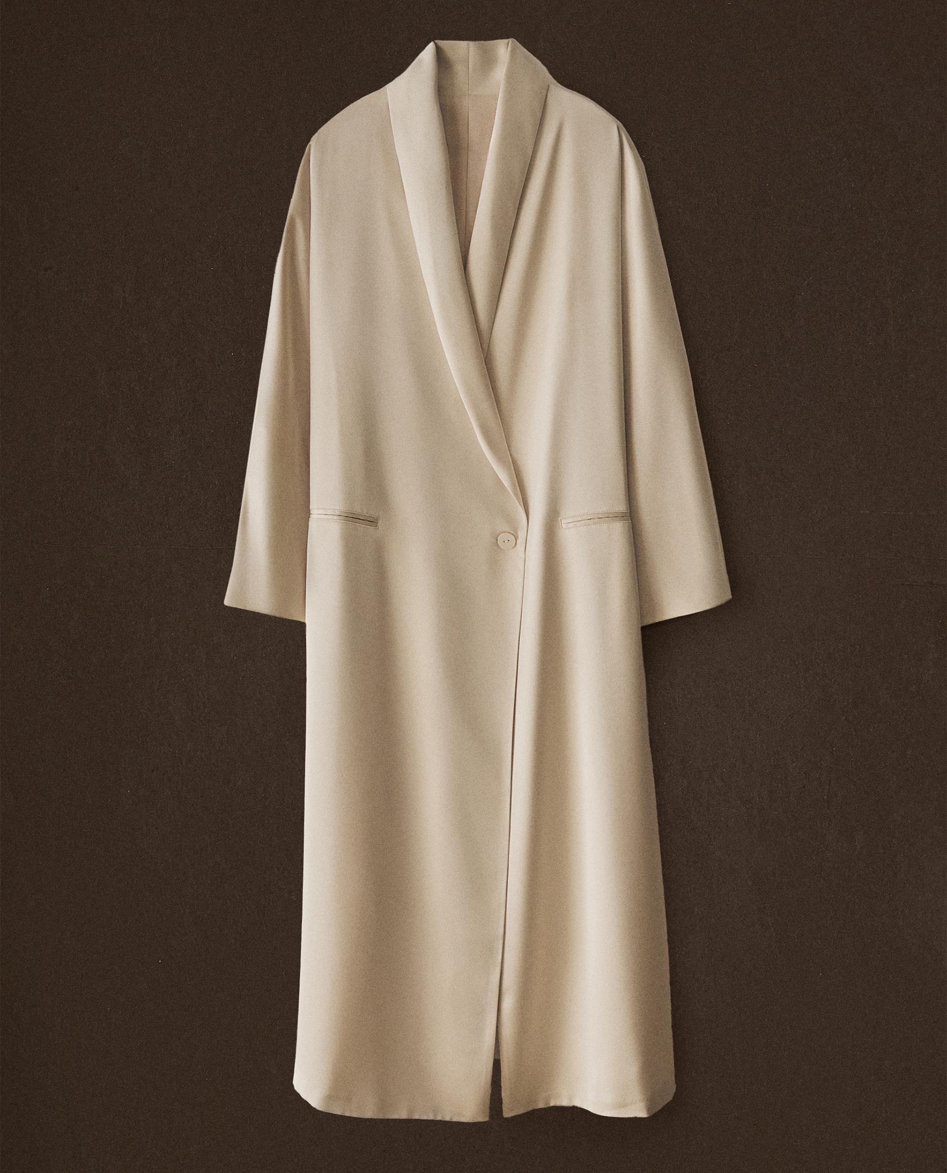 long beige dressing gown Wrap Dress Plunge Neck | Beige | Sustainable Women's Clothing main image 0