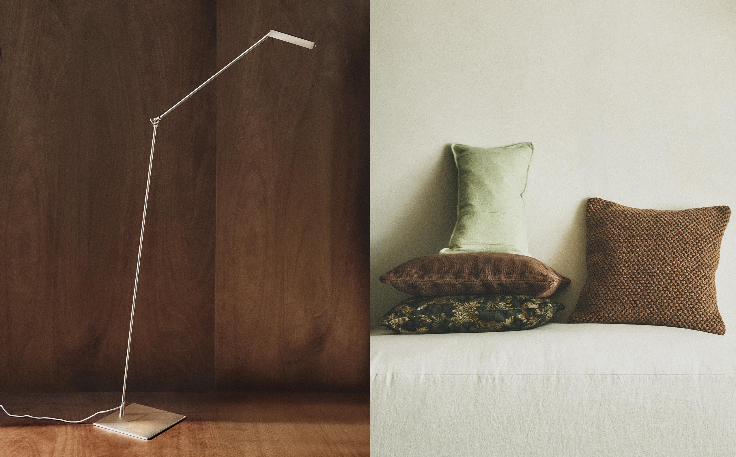 LAMPADAR BRAȚ FLEXIBIL ȘI PICIOR METAL LED ȘI FEȚE PERNUȚĂ