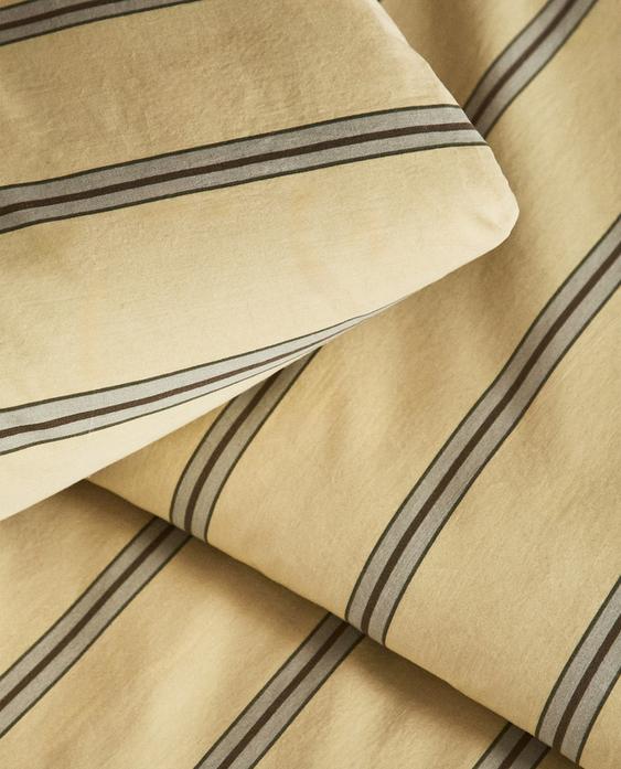 HOUSSE DE COUETTE PERCALE DE COTON À RAYURES (300 FILS) HOUSSE DE COUETTE PERCALE DE COTON À RAYURES (300 FILS)