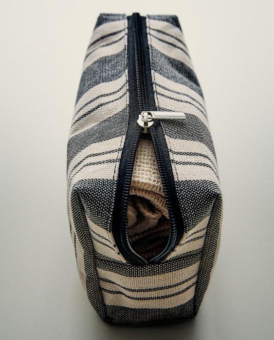 STRIPED WATERPROOF COTTON WASH BAG