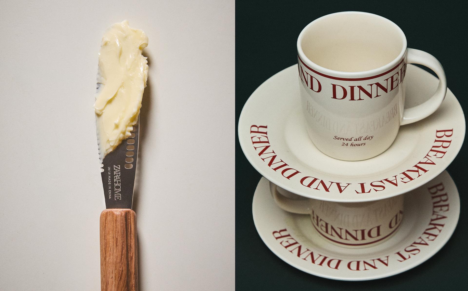 PORCELAIN BREAKFAST SET AND BUTTER KNIFE