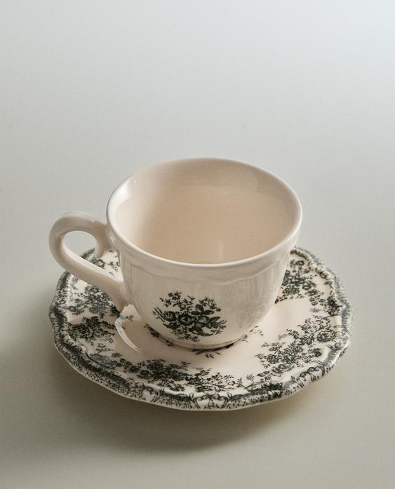 FLORAL COFFEE CUP AND SAUCER