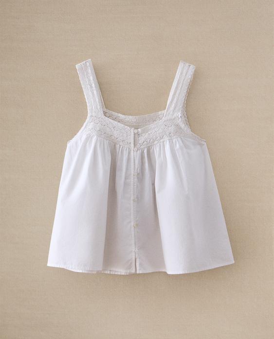 БАВОВНЯНИЙ ТОП ІЗ БРЕТЕЛЯМИ ТА МЕРЕЖИВОМ