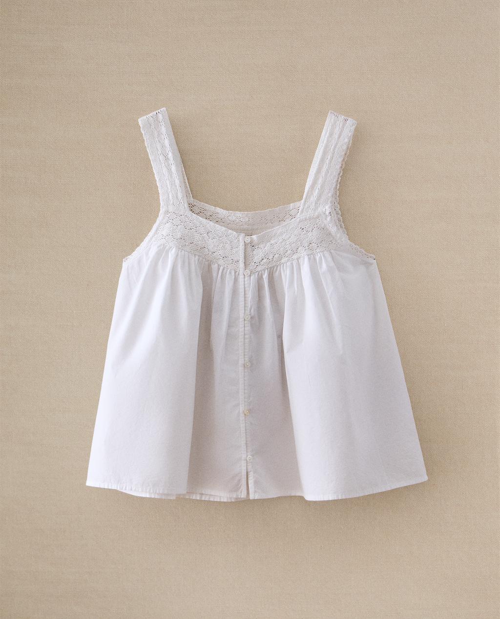 STRAPPY COTTON TOP WITH LACE TRIM STRAPPY COTTON TOP WITH LACE TRIM