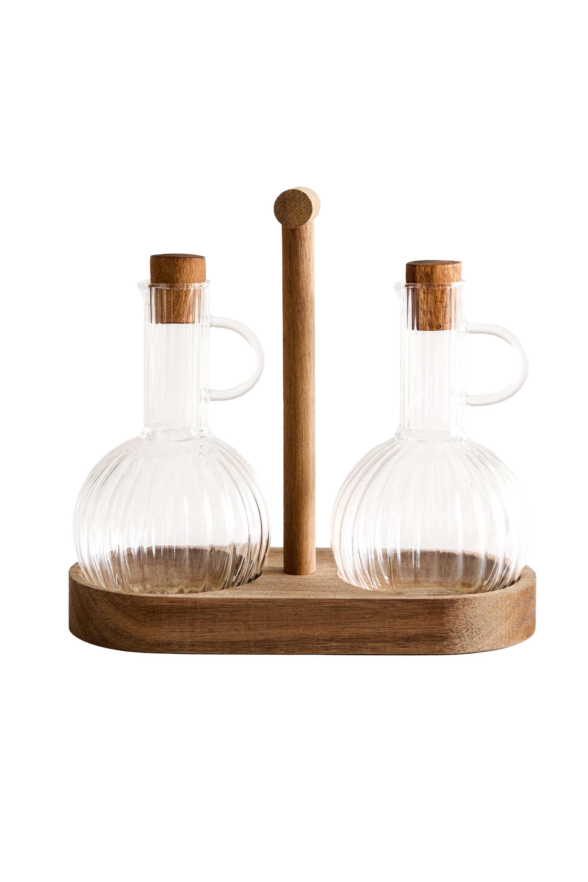 BOROSILICATE GLASS AND WOOD CRUET SET | Zara Home United States of