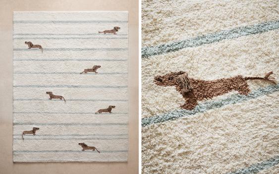 พรมผ้าฝ้ายลายสุนัขสำหรับเด็ก