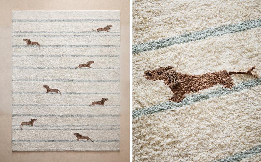KIDS' DOG DESIGN COTTON RUG