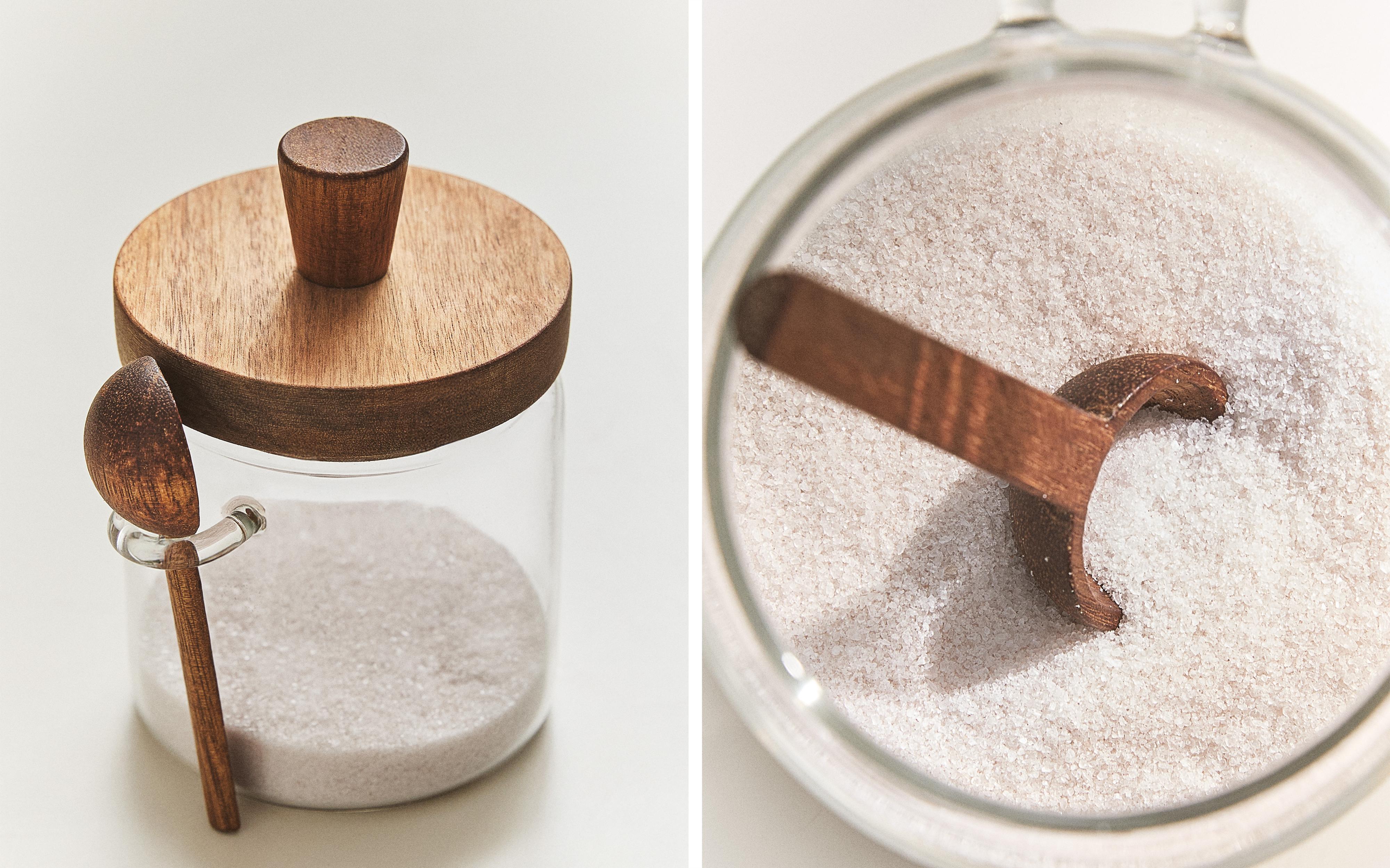 BOROSILICATE GLASS AND WOOD SUGAR BOWL product thumbnail 5