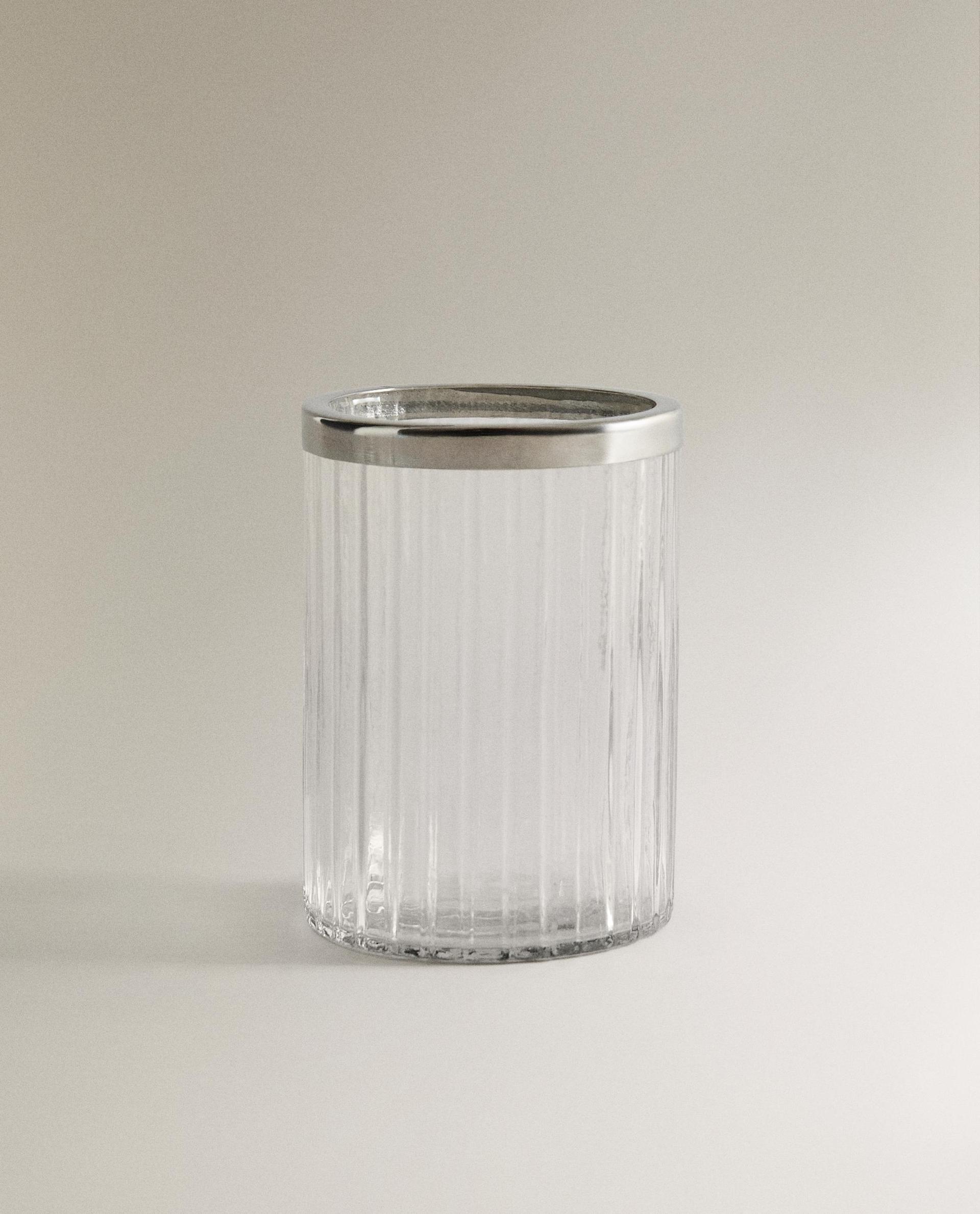 ZAHNPUTZBECHER GLAS RELIEF METALL ZAHNPUTZBECHER GLAS RELIEF METALL