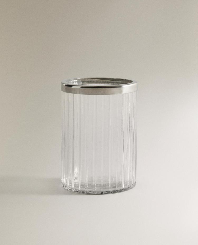 浮雕玻璃金屬牙刷杯