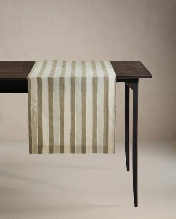 CHEMIN DE TABLE RAYURES ET ENTREDEUX
