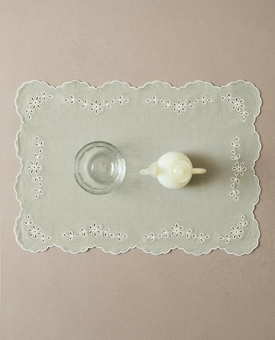 BESTICKTES TISCHSET MIT LOCHMUSTER BESTICKTES TISCHSET MIT LOCHMUSTER