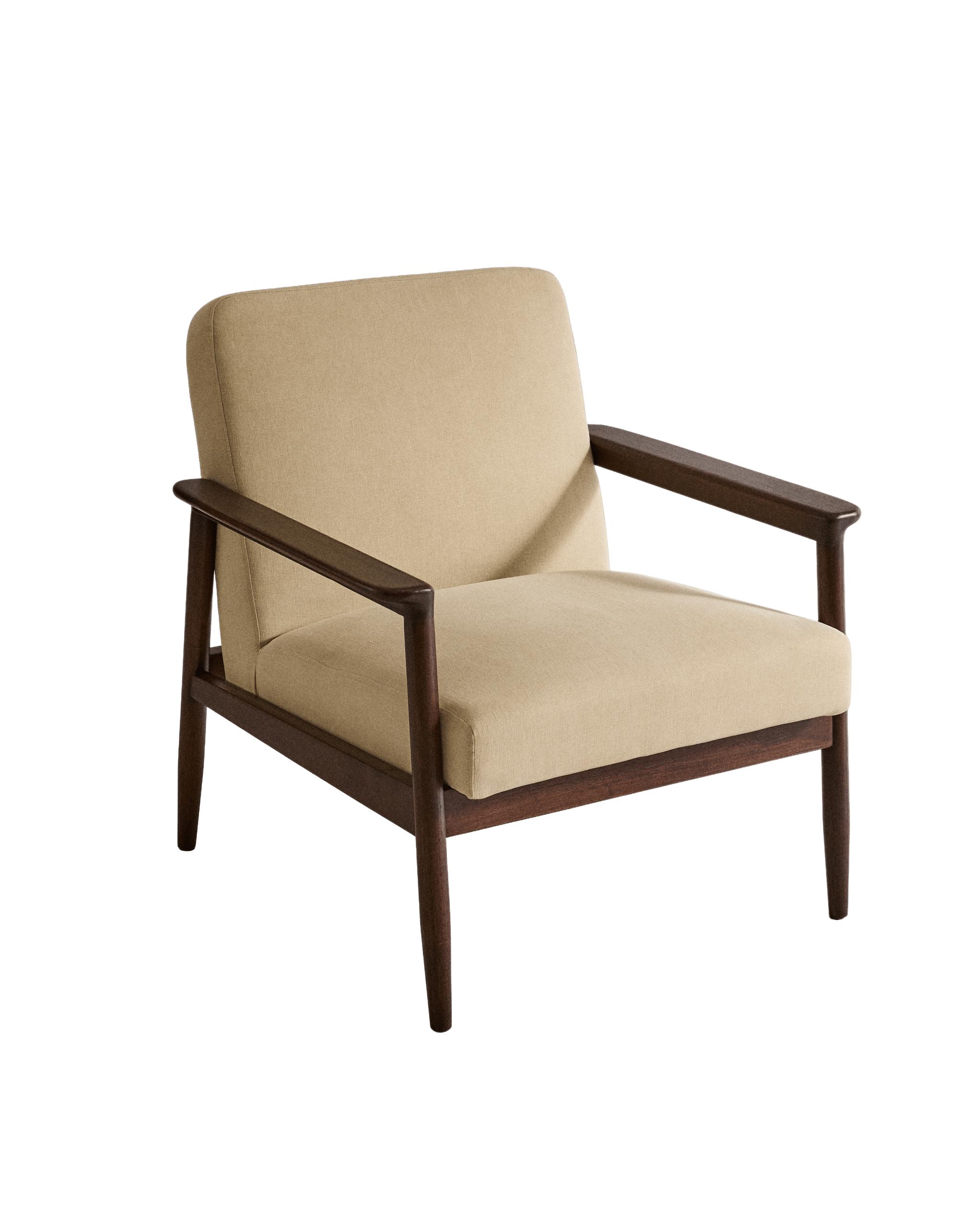 WOOD AND LINEN ACCENT CHAIR product thumbnail 2