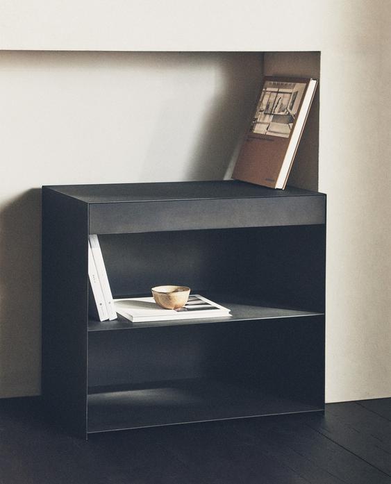 METAL BEDSIDE TABLE WITH DRAWER
