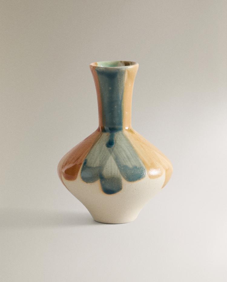 MULTICOLOURED STONEWARE VASE