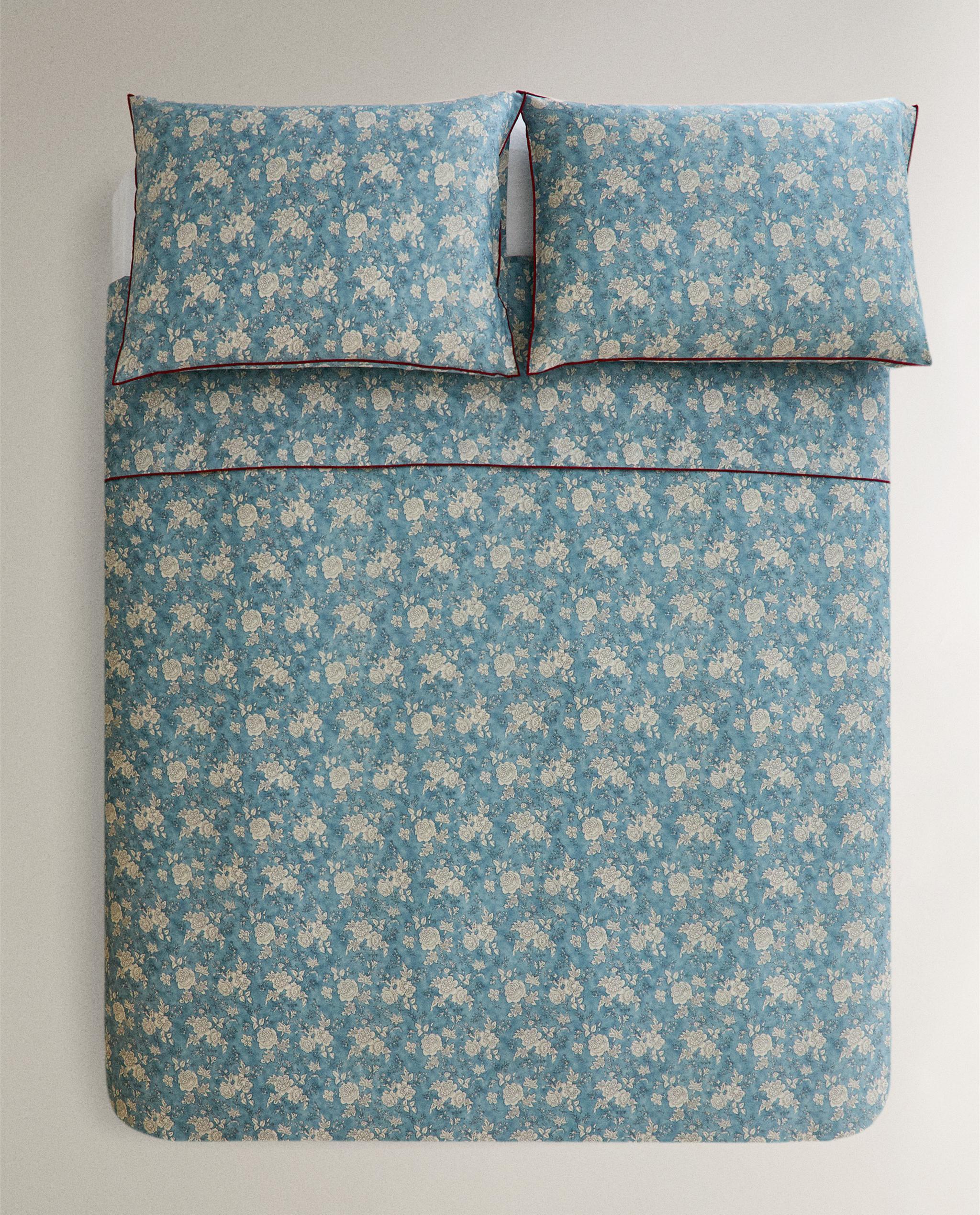 FLORAL SATIN DUVET COVER WITH PIPING product thumbnail 2