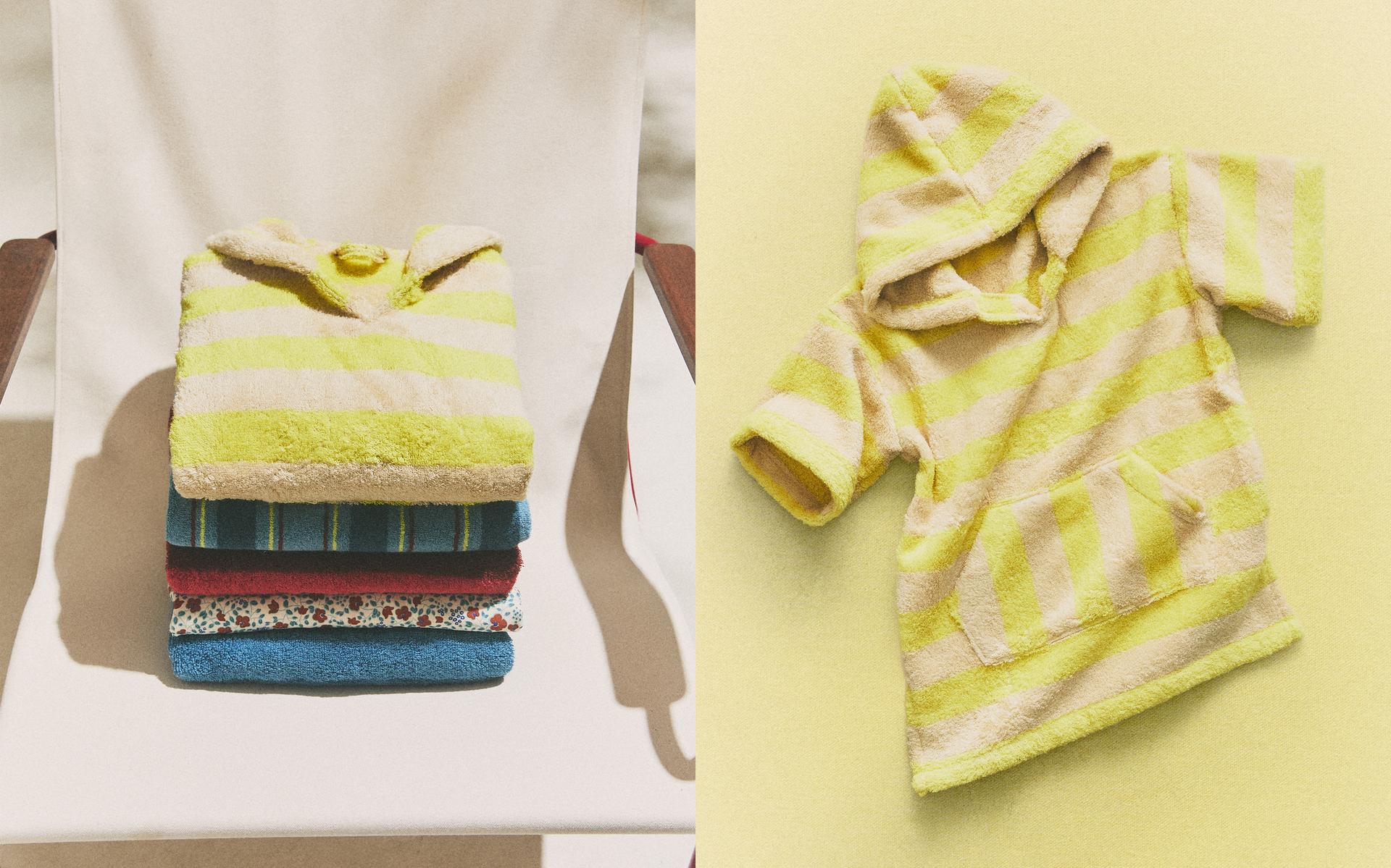 CHILDREN'S STRIPED BEACH PONCHO