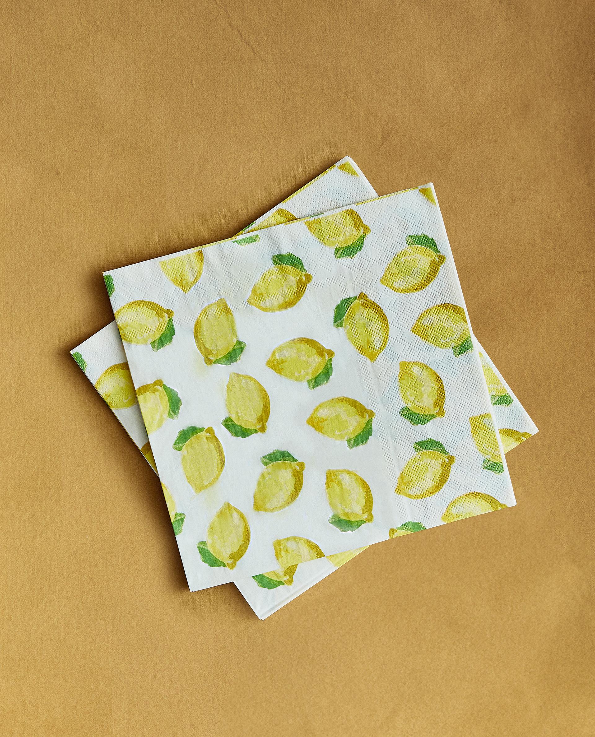 SERVIETTE DE TABLE PAPIER CITRONS (LOT DE 20)